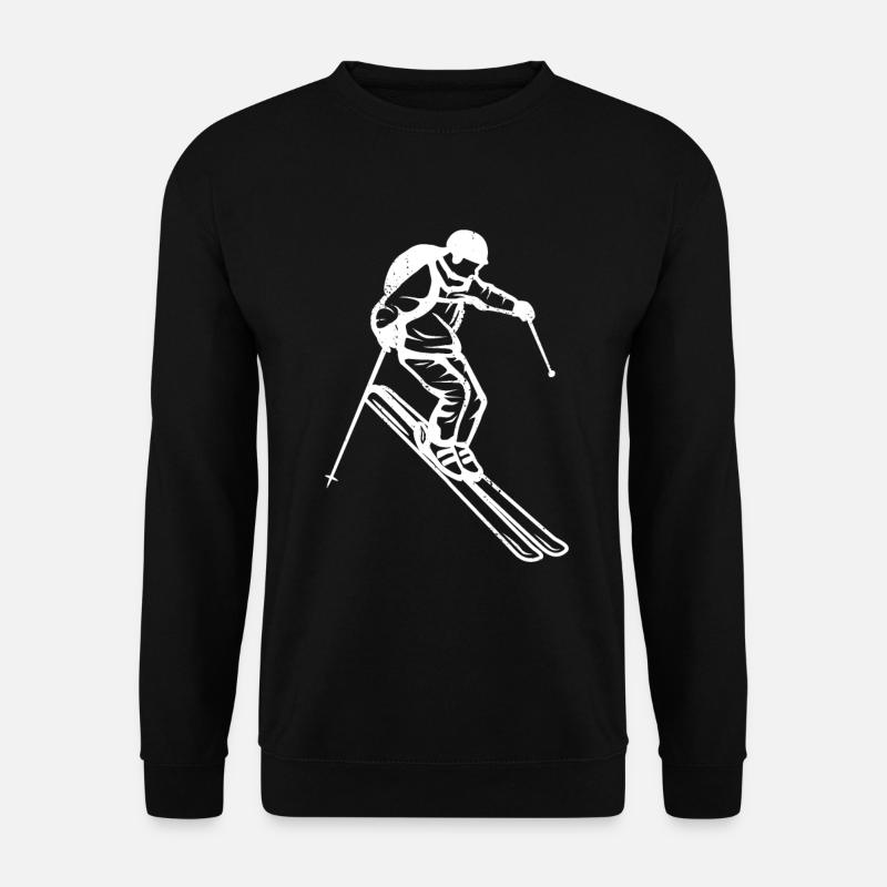 Skifahrer Zeichnung - Unisex Pullover - Schwarz