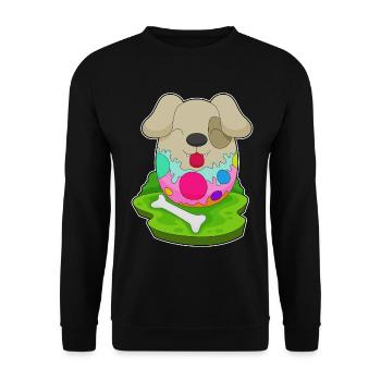 Hund Ostern Osterei - Unisex Pullover - Schwarz - Vorne - Alina (178cm) & Michal (187cm)