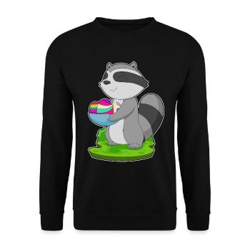 Waschbär Ostern Ostereier - Unisex Pullover - Schwarz - Vorne - Alina (178cm) & Michal (187cm)
