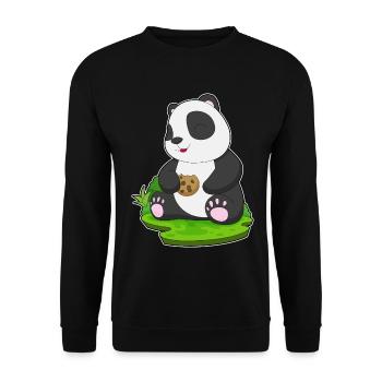 Panda Cookie - Unisex Pullover - Schwarz - Vorne - Alina (178cm) & Michal (187cm)