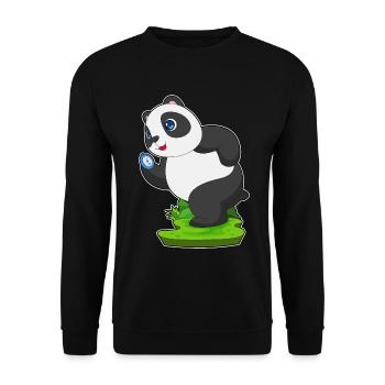 Panda Jogger Joggen Sport - Unisex Pullover - Schwarz - Vorne - Alina (178cm) & Michal (187cm)
