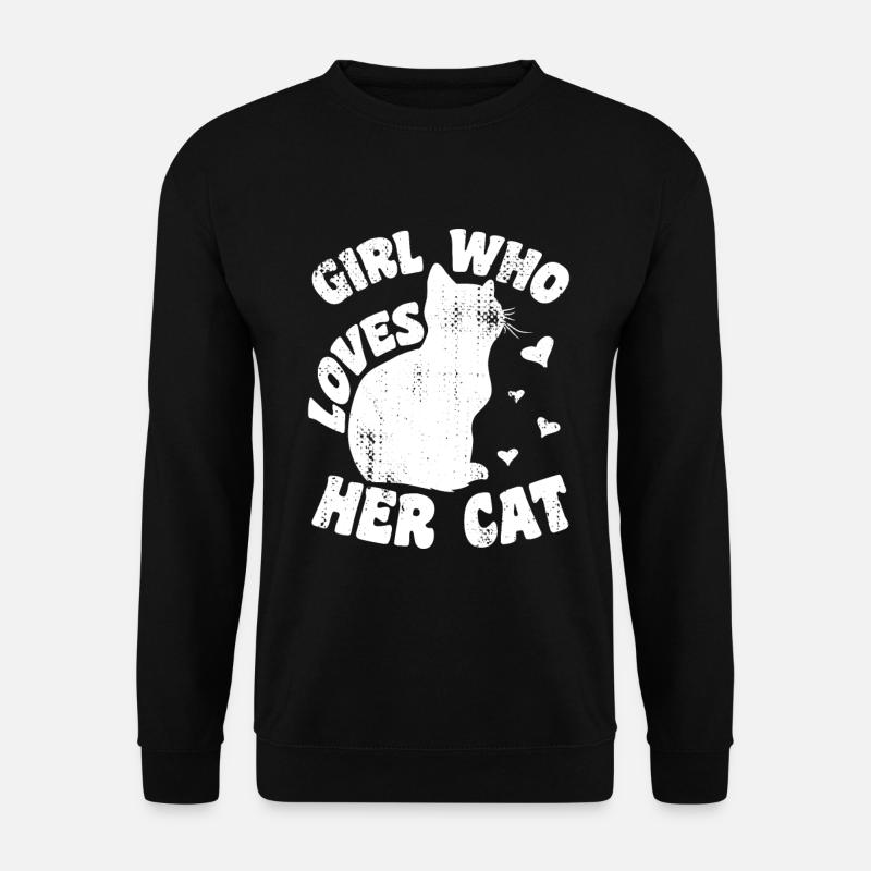 Fille qui aime son chat - Sweat-shirt Unisexe - noir