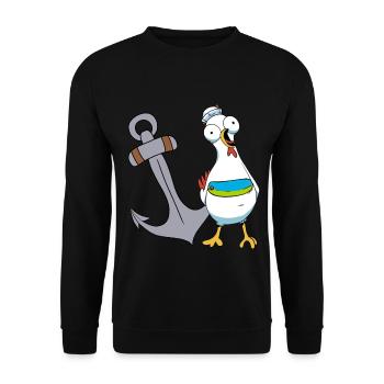 Poulet Marin Marin Ancre Maritime Ahoy Voyage - Sweat-shirt Unisexe - noir - Devant - Alina (178cm) & Michal (187cm)
