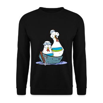Chicken Sailor Sailor Maritime Anchor Ahoy Voyage - Unisex Sweatshirt - black - Front - Alina (178cm) & Michal (187cm)