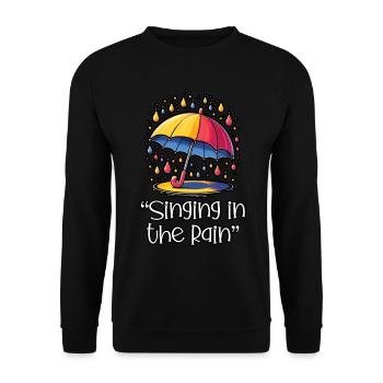 Singing in the Rain Regenschirm Illustration - Unisex Pullover - Schwarz - Vorne - Alina (178cm) & Michal (187cm)