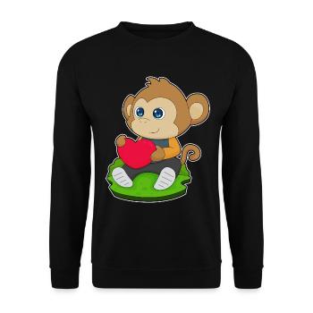 Affe Herz - Unisex Pullover - Schwarz - Vorne - Alina (178cm) & Michal (187cm)