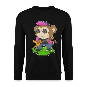 Affe Musiker Gitarre Musik - Unisex Pullover - Schwarz - Vorne - Alina (178cm) & Michal (187cm)