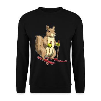 Squirrel, Skier, Ski, Winter Sports - Unisex Sweatshirt - black - Front - Alina (178cm) & Michal (187cm)