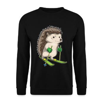 Hedgehog Skier Skiing Winter Sports - Unisex Sweatshirt - black - Front - Alina (178cm) & Michal (187cm)