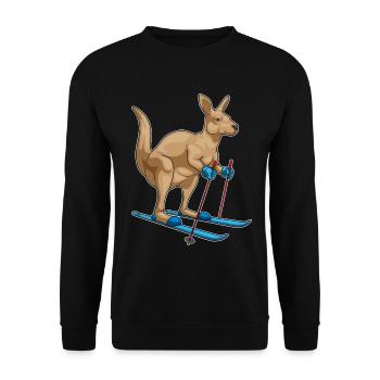 Kangaroo Skier Skiing Winter Sports - Unisex Sweatshirt - black - Front - Alina (178cm) & Michal (187cm)