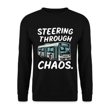 Busfahrer Navigieren im Chaos Lustiger Citybus - Unisex Pullover - Schwarz - Vorne - Alina (178cm) & Michal (187cm)