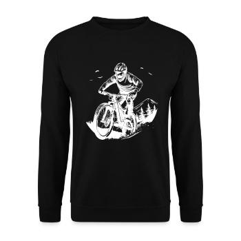 Mountain Biking Sketch - Unisex Sweatshirt - black - Front - Alina (178cm) & Michal (187cm)