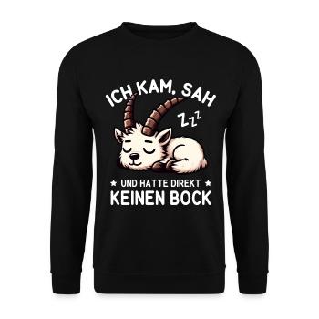 Süßer schlafender Steinbock hat null Bock - Unisex Pullover - Schwarz - Vorne - Alina (178cm) & Michal (187cm)