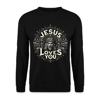 Jesus Loves You - Ray Design - Unisex Sweatshirt - black - Front - Alina (178cm) & Michal (187cm)