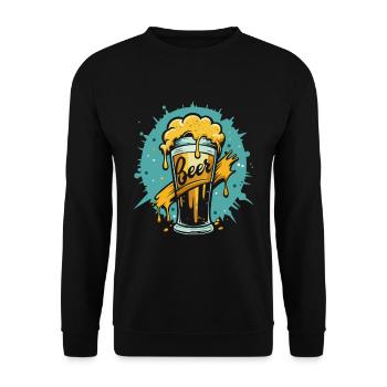 Foamy Beer Splash Grafik - Unisex Pullover - Schwarz - Vorne - Alina (178cm) & Michal (187cm)