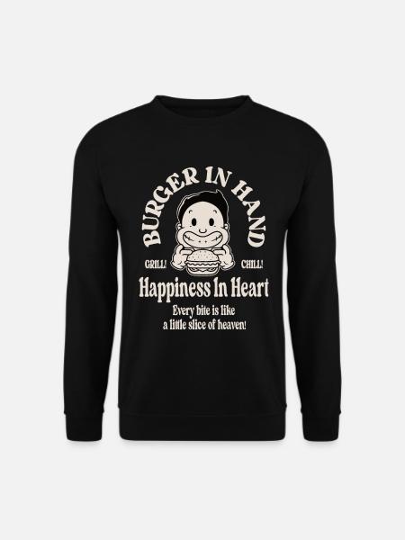 Burger in hand, happiness in heart - Unisex Pullover - Schwarz