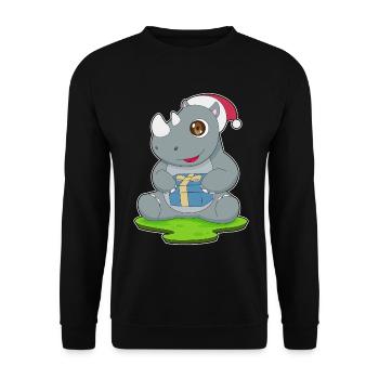 Nashorn Weihnachten Weihnachtsmütze - Unisex Pullover - Schwarz - Vorne - Alina (178cm) & Michal (187cm)