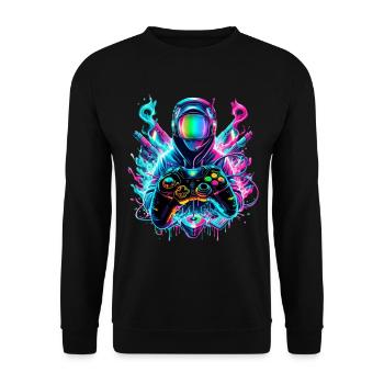 Gamer Synthwave Gaming Enthusiast - Unisex Sweatshirt - black - Front - Alina (178cm) & Michal (187cm)