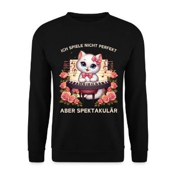 Piano chat avec une touche rose - Sweat-shirt Unisexe - noir - Devant - Alina (178cm) & Michal (187cm)