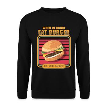 When in doubt eat burger - Unisex Sweatshirt - black - Front - Alina (178cm) & Michal (187cm)