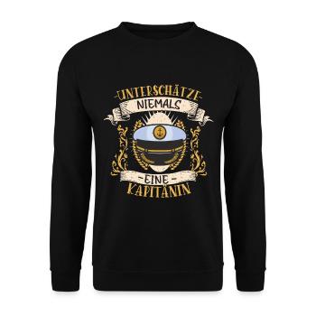 Kapitänin Segeln Boot Hobby Geschenk - Unisex Pullover - Schwarz - Vorne - Alina (178cm) & Michal (187cm)