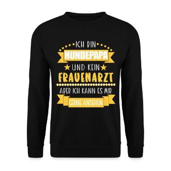 Lustiges Hundepapa Design – Witziges Geschenk Hund - Unisex Pullover - Schwarz - Vorne - Alina (178cm) & Michal (187cm)