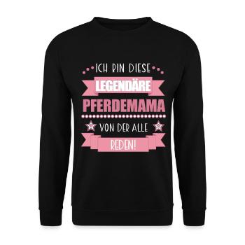 Pferdemama Geschenk Pferde Reiterin Pferdemädchen - Unisex Pullover - Schwarz - Vorne - Alina (178cm) & Michal (187cm)