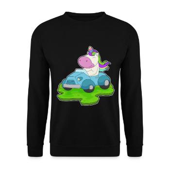 Unicorn Car - Unisex Sweatshirt - black - Front - Alina (178cm) & Michal (187cm)