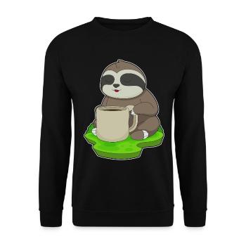 Tasse de café paresseux - Sweat-shirt Unisexe - noir - Devant - Alina (178cm) & Michal (187cm)