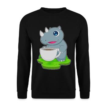 Nashorn Tasse Kaffee - Unisex Pullover - Schwarz - Vorne - Alina (178cm) & Michal (187cm)