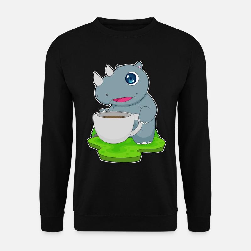 Nashorn Tasse Kaffee - Unisex Pullover - Schwarz