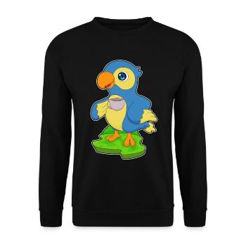 Parrot Cup of Coffee - Unisex Sweatshirt - black - Front - Alina (178cm) & Michal (187cm)