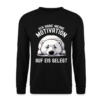 Süßer Eisbär ohne Elan kein Bock keine Motivation - Unisex Pullover - Schwarz - Vorne - Alina (178cm) & Michal (187cm)