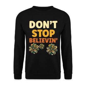 Blütenmuster mit Positiv-Slogan - Unisex Pullover - Schwarz - Vorne - Alina (178cm) & Michal (187cm)