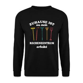 Zuhause ist wo mein Rechenzentrum arbeitet, Garten - Unisex Pullover - Schwarz - Vorne - Alina (178cm) & Michal (187cm)
