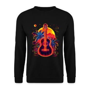 Ukulele 90er Jahre Stil - Unisex Pullover - Schwarz - Vorne - Alina (178cm) & Michal (187cm)