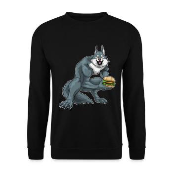 Werwolf Halloween Cheeseburger - Unisex Pullover - Schwarz - Vorne - Alina (178cm) & Michal (187cm)