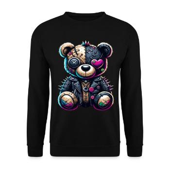 Punk Emo Plush Teddy Bear - Unisex Sweatshirt - black - Front - Alina (178cm) & Michal (187cm)
