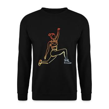 Fitness Frau Skizze - Unisex Pullover - Schwarz - Vorne - Alina (178cm) & Michal (187cm)