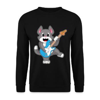 Chat Musicien Guitare Musique - Sweat-shirt Unisexe - noir - Devant - Alina (178cm) & Michal (187cm)