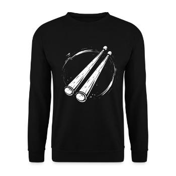Schlagzeugstöcke Skizze - Unisex Pullover - Schwarz - Vorne - Alina (178cm) & Michal (187cm)