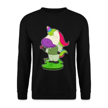 Unicorn Groom Flower Wedding - Unisex Sweatshirt - black - Front - Alina (178cm) & Michal (187cm)