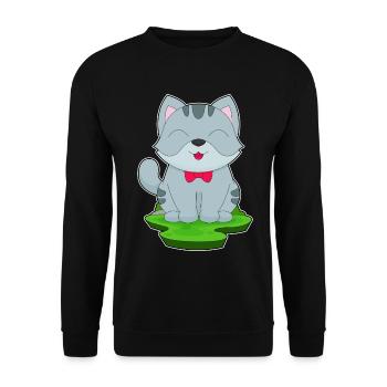 Cat Bow - Unisex Sweatshirt - black - Front - Alina (178cm) & Michal (187cm)