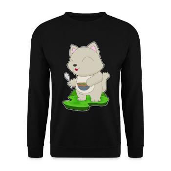 Cat Cooking Bowl Cooking - Unisex Sweatshirt - black - Front - Alina (178cm) & Michal (187cm)