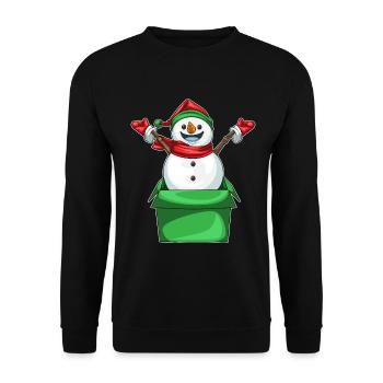 Boîte en carton de Noël Snowman - Sweat-shirt Unisexe - noir - Devant - Alina (178cm) & Michal (187cm)