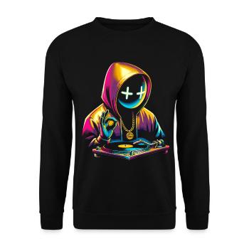 Neon Graffiti DJ Hoodie Design - Unisex Sweatshirt - black - Front - Alina (178cm) & Michal (187cm)