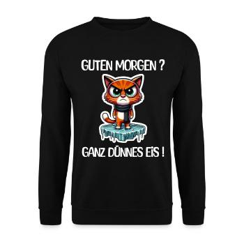Grimmiger Eis-Katzen-Charakter - Unisex Sweatshirt - black - Front - Alina (178cm) & Michal (187cm)