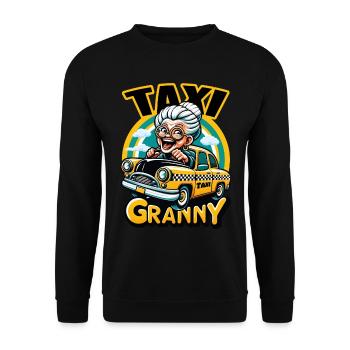 Taxi Granny" – Service de taxi grand-mère grand-enfant - Sweat-shirt Unisexe - noir - Devant - Alina (178cm) & Michal (187cm)