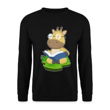Giraffe Nerd Book Glasses - Unisex Sweatshirt - black - Front - Alina (178cm) & Michal (187cm)