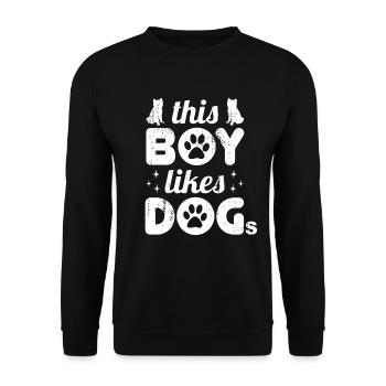 This boy likes dogs - Unisex Sweatshirt - black - Front - Alina (178cm) & Michal (187cm)